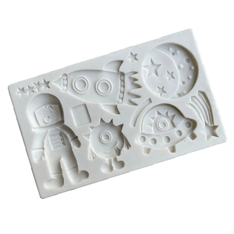 Space Theme Silicone Molds Spaceship Astronaut Rocket Candy Chocolate Fondant Mold DIY Party Cake Decorating Tools