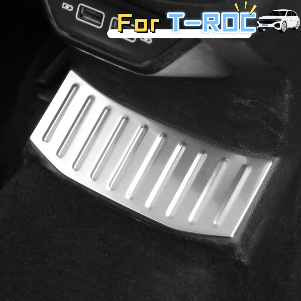 Steel Rear Middle Anti-kick Scuff Plate Stickers Cover for Volkswagen T-Roc TROC 2017 2018-2021 2022 Trim Interior Accessories