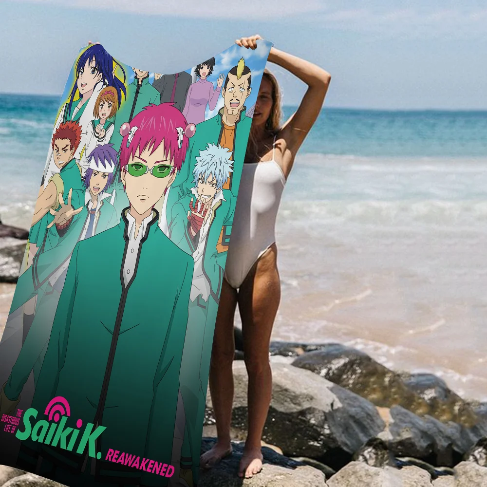 Anime Disastrous Life Of Saiki Microfiber Printed Beach Towel Mountain Climbing Yoga Beach Swimming Running Absorbent Soft Towel