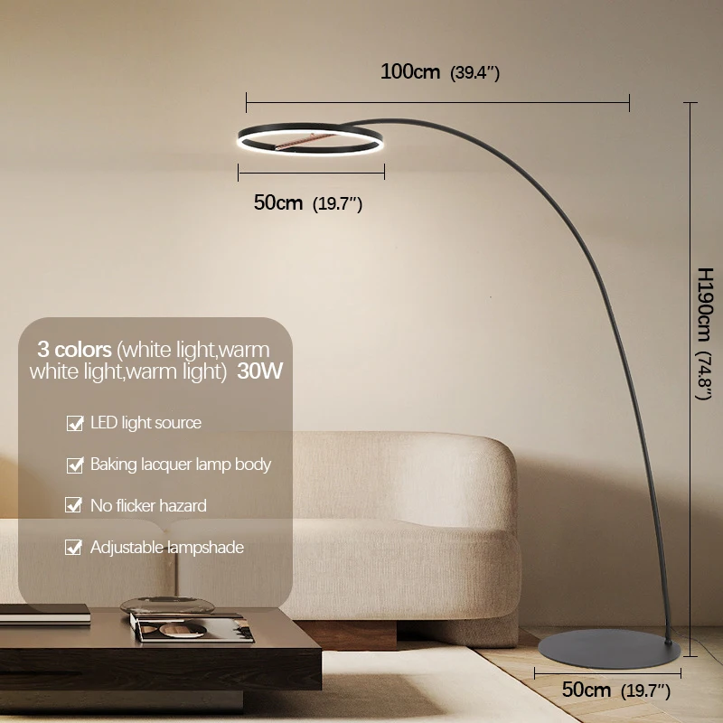 Belle โคมไฟตั้งพื้นตกปลาแบบนอร์ดิกห้องนั่งเล่นของครอบครัวทันสมัยข้างโซฟา LED ที่สร้างสรรค์ไฟยืนแบบเรียบง่าย