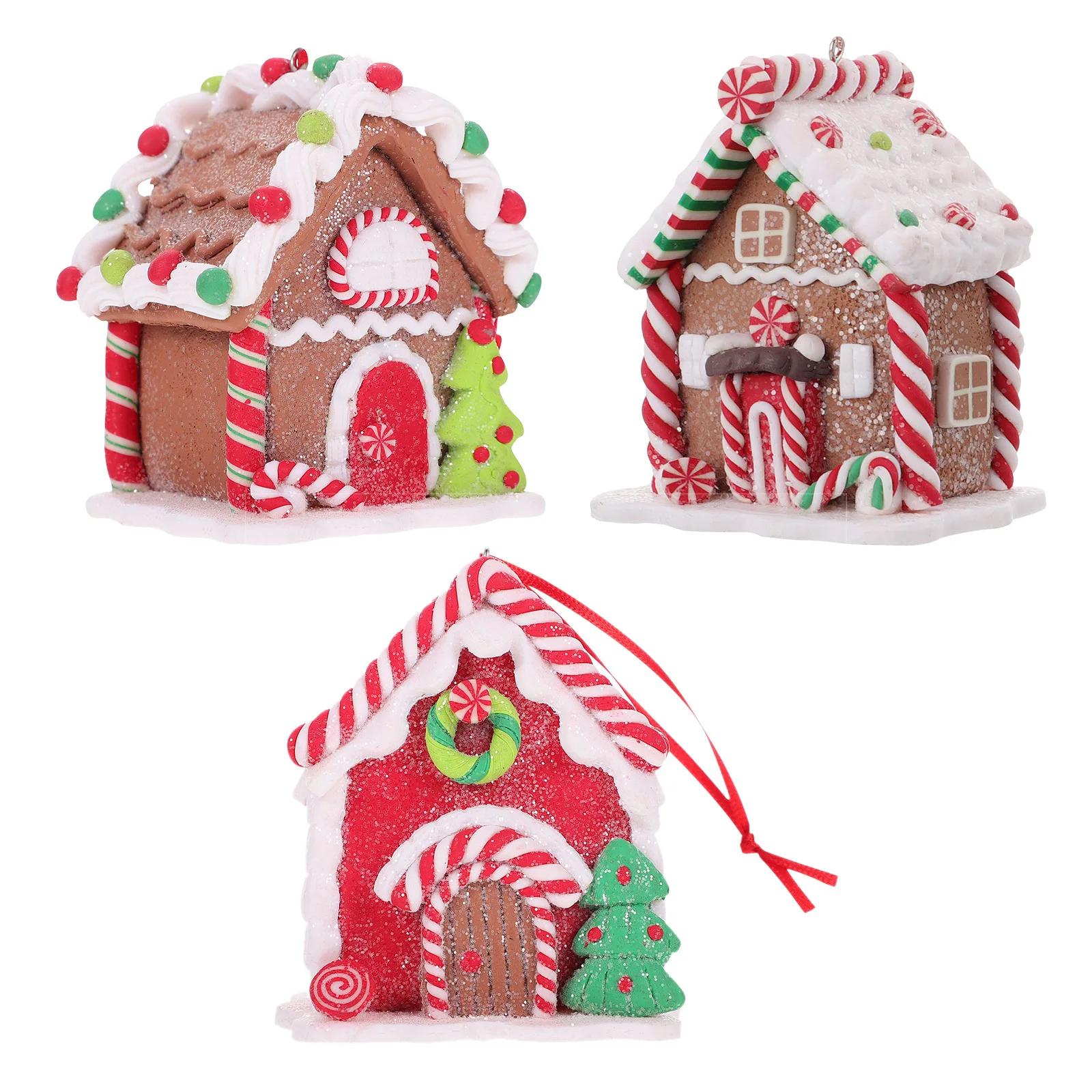 

3pcs Christmas Gingerbread Ornaments Polymer Clay Miniature Hanging Decor For Xmas Tree Party Scene Layout Lightweight