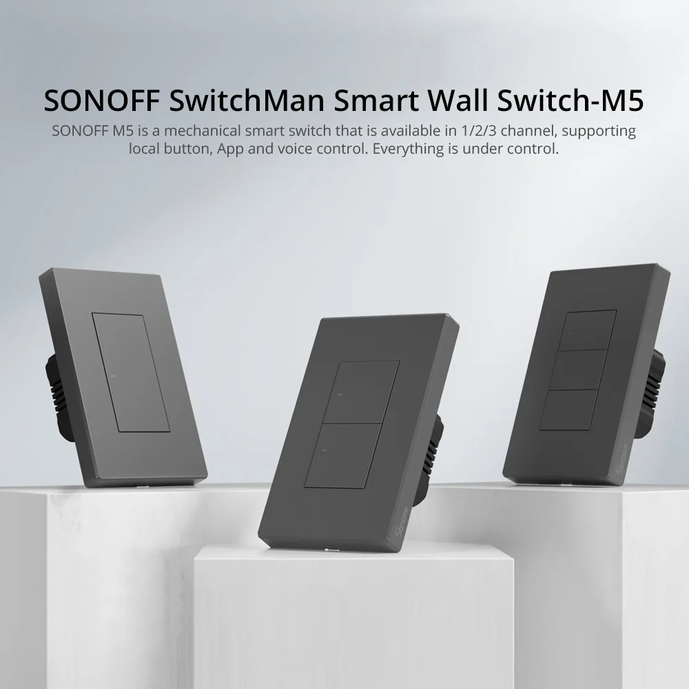 SONOFF M5 SwitchMan Smart Wall Switch 120 Type 1/2/3 Gang Wall Push Button Switch eWelink App Control Works Sonoff S-Mate/ R5