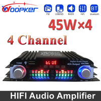 Woopker 45W*4 HiFi Sound Amplifier Digital 4 Channel Audio Amp Support Bluetooth Karaoke Player FM Remote Control for Home