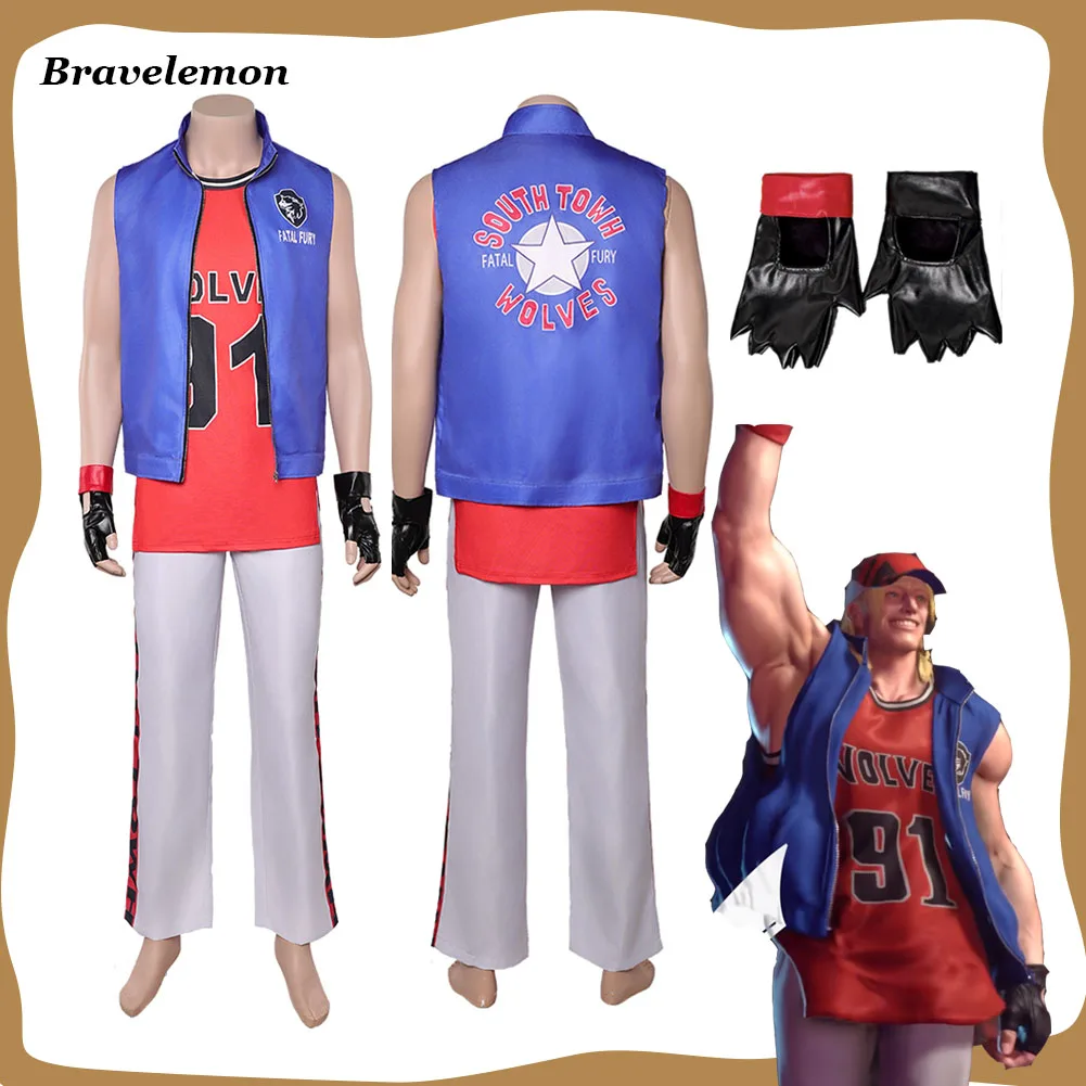 

Game SF 6 Disguise Terry Bogard Cosplay Costume Men Fantasy Battle Suit Roleplay Clothes for Men Adult Halloween Carnival Party