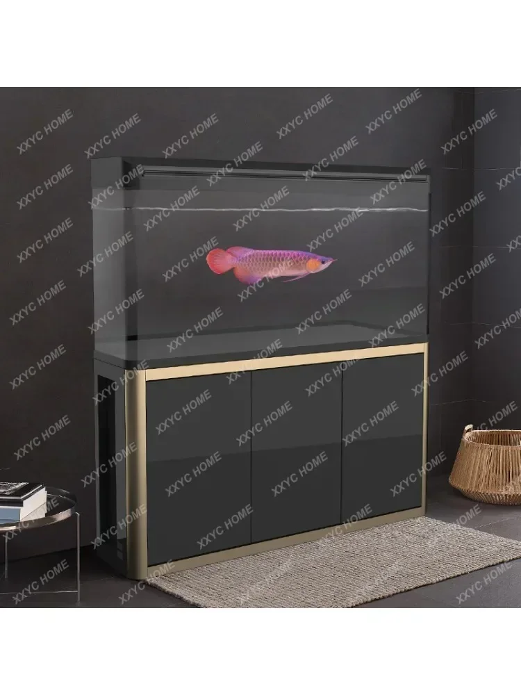 Fish Tank Aquarium Large Living Room Home Fish Tank Lazy Ecological Change Water Glass Fish Globe with Cabinet