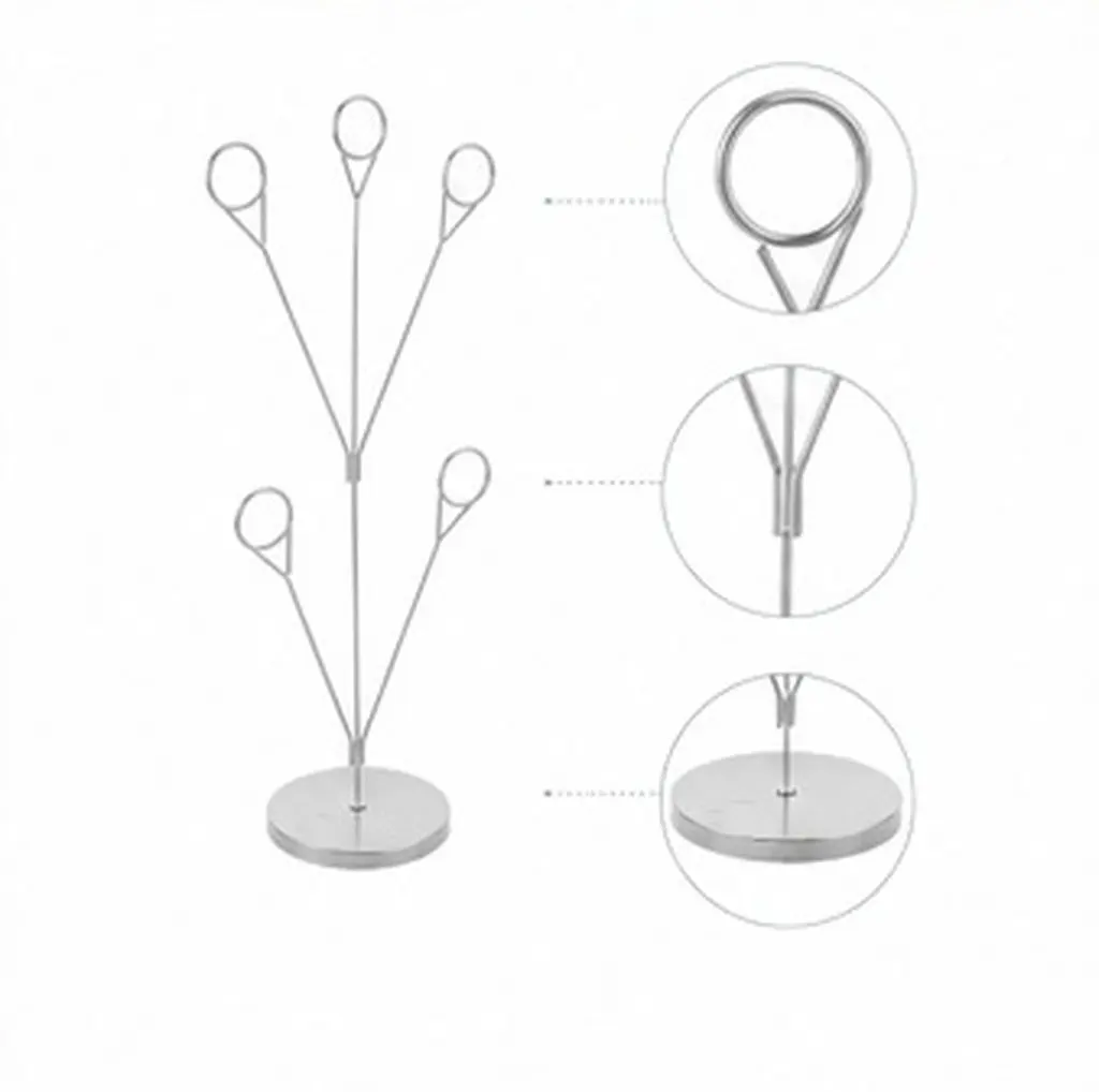 Desktop Photo Tree Holder Silver 5 Branch Memo Clip Stand for Pictures Wedding Place Cards and Food Signs