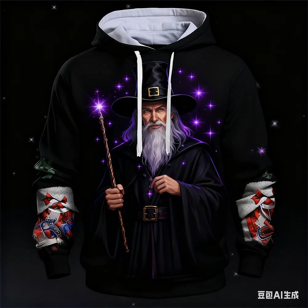 Christmas Autumn Men's Hoodie Funny Santa Claus pattern print hoodie New Year's gifts hoodies for man Winter Men's y2k clothing