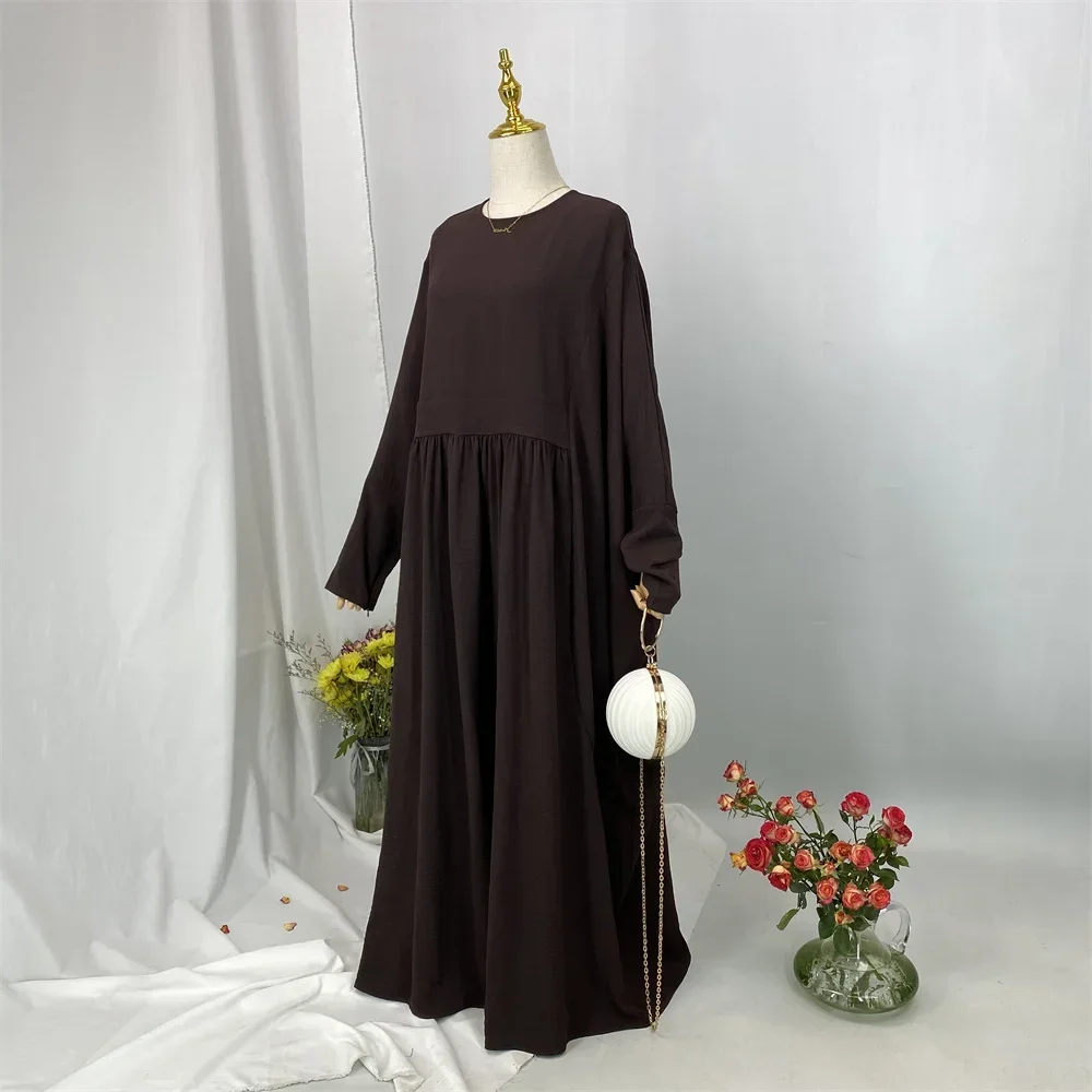 2026 moda mujer Ramadán mangas de murciélago vestido musulmán arrugado crepé Abaya Dubai Islam ropa Turquía Kaftan Eid Kebaya Vestidos