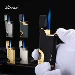 BROAD Powerful Jet Flame Metal Windproof Lighter Transparent Gas Window Press Ignition Butane Gas Smoke Accessories Men's Gift