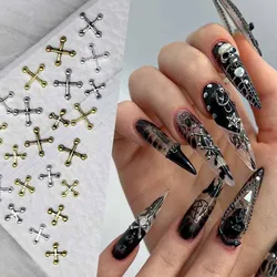 20 piezas de Metal con forma de cruz para decoración de uñas, accesorio de lujo para manicura, joyería de aleación de plata