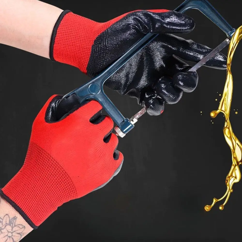 

12pairs Oil-Resistant Protective Gloves Corrosion-Resistant Wear-Resistant Work Gloves Durable Labor Insurance Gloves