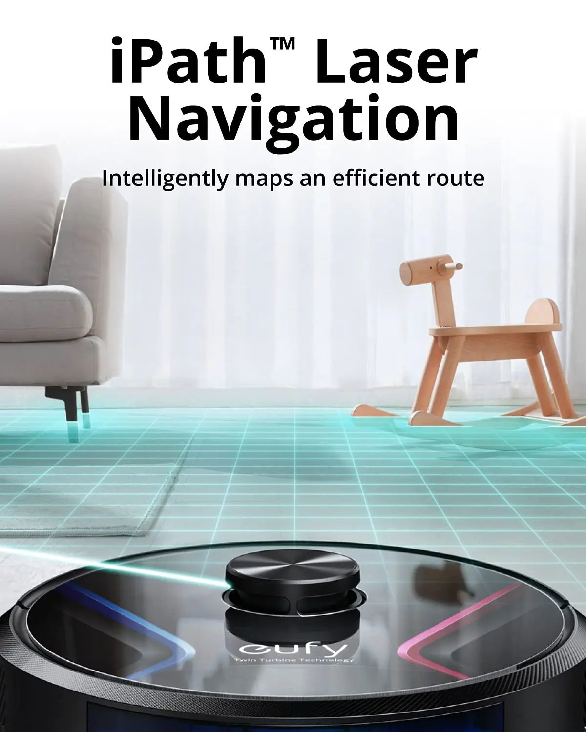 Anker RoboVac X8 - Robot Vacuum Pet Hair, iPath Laser Navigation, Twin-Turbine 2000Pa x2 Suction, AI. Map 2.0 Technology, Wi-Fi