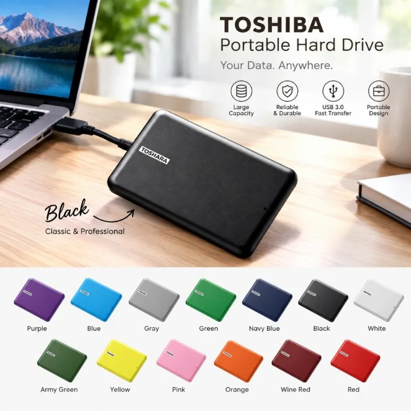 4TB Portable External Hard Drive USB3.0 2.5 Inch Multi-color Portable High Capacity Storage Disk for Laptop Desktop Data Backup