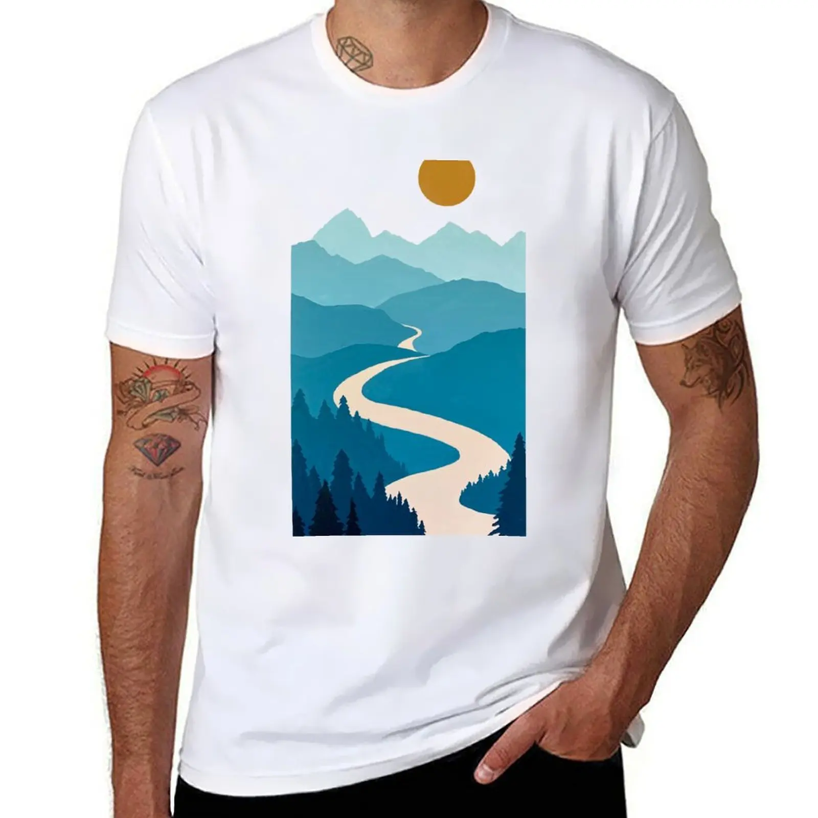

Gaining Some (Mountain) Perspective (Clear Sky) T-Shirt cotton tshirt 100% t shirts for man graphic vintage T-Shirt