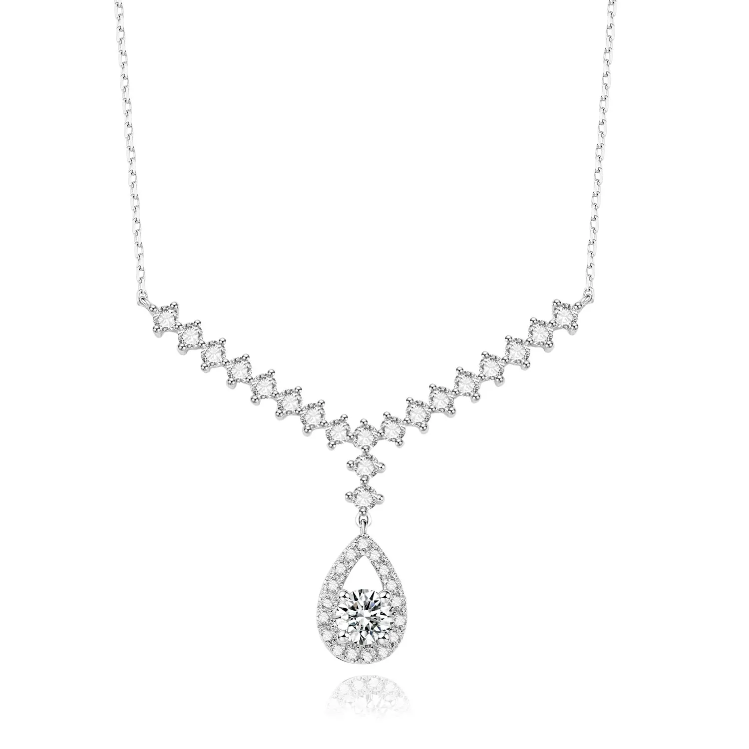 Women Diamond Necklace 18K White Gold Lab Grown Diamond Water droplets Necklaces For Wedding Anniversary