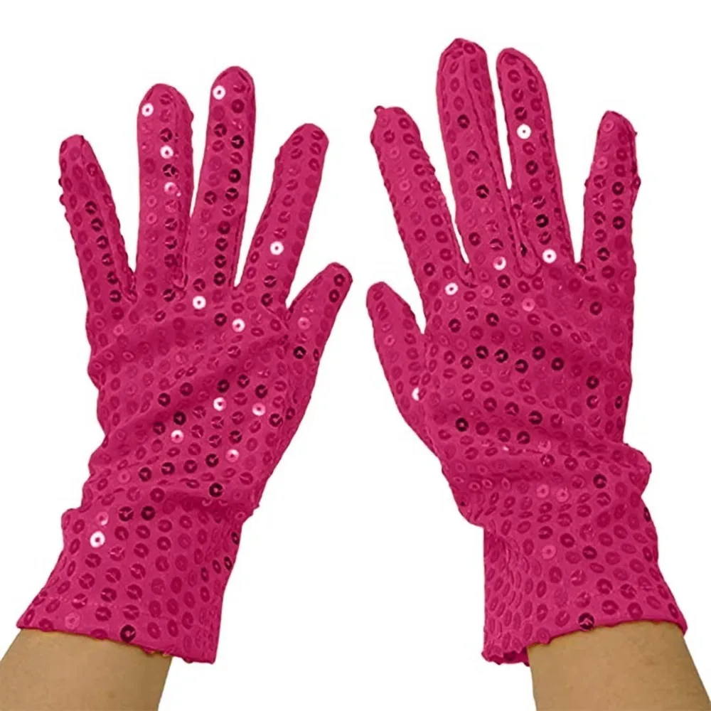 Sequins Stage Performance Gloves Adult Punk Hip Hop Cosplay Dance Costume Mittens Sexy Glittering Disco Gloves Photography Prop