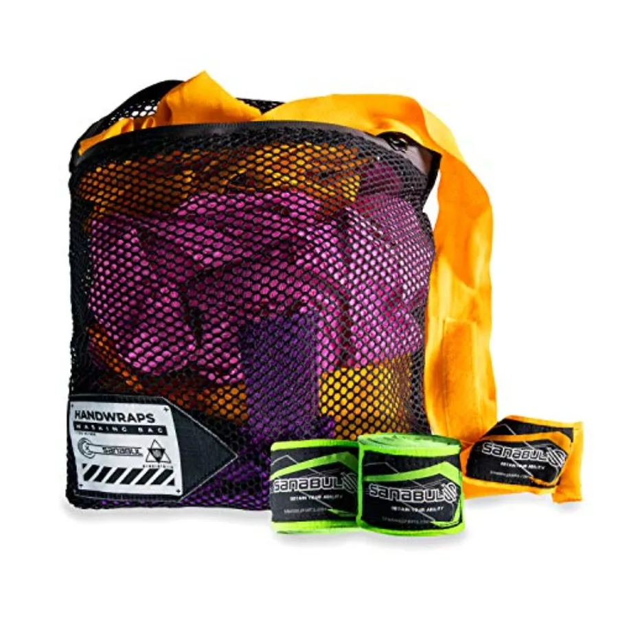 Handwrap Laundry Bag Mesh Boxing Glove Hand Wrap Wash Bag with Zipper- Black, Large