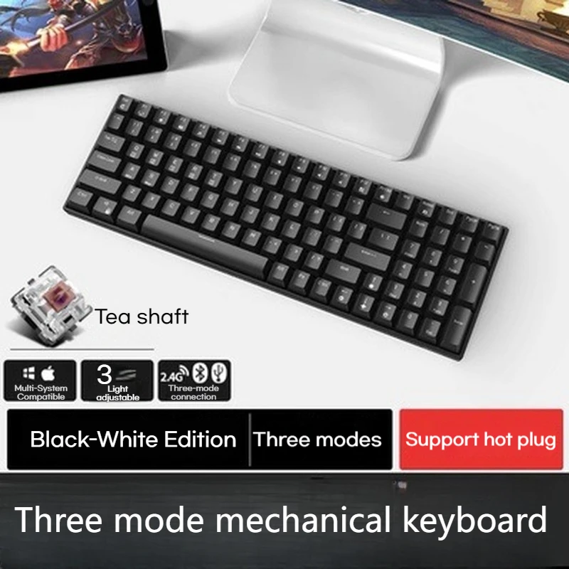 

Rk100 Wireless Mechanical Keyboard With Full Health And Hot Swappable 100 Keys Suitable For Gamers Office Laptops Tablets