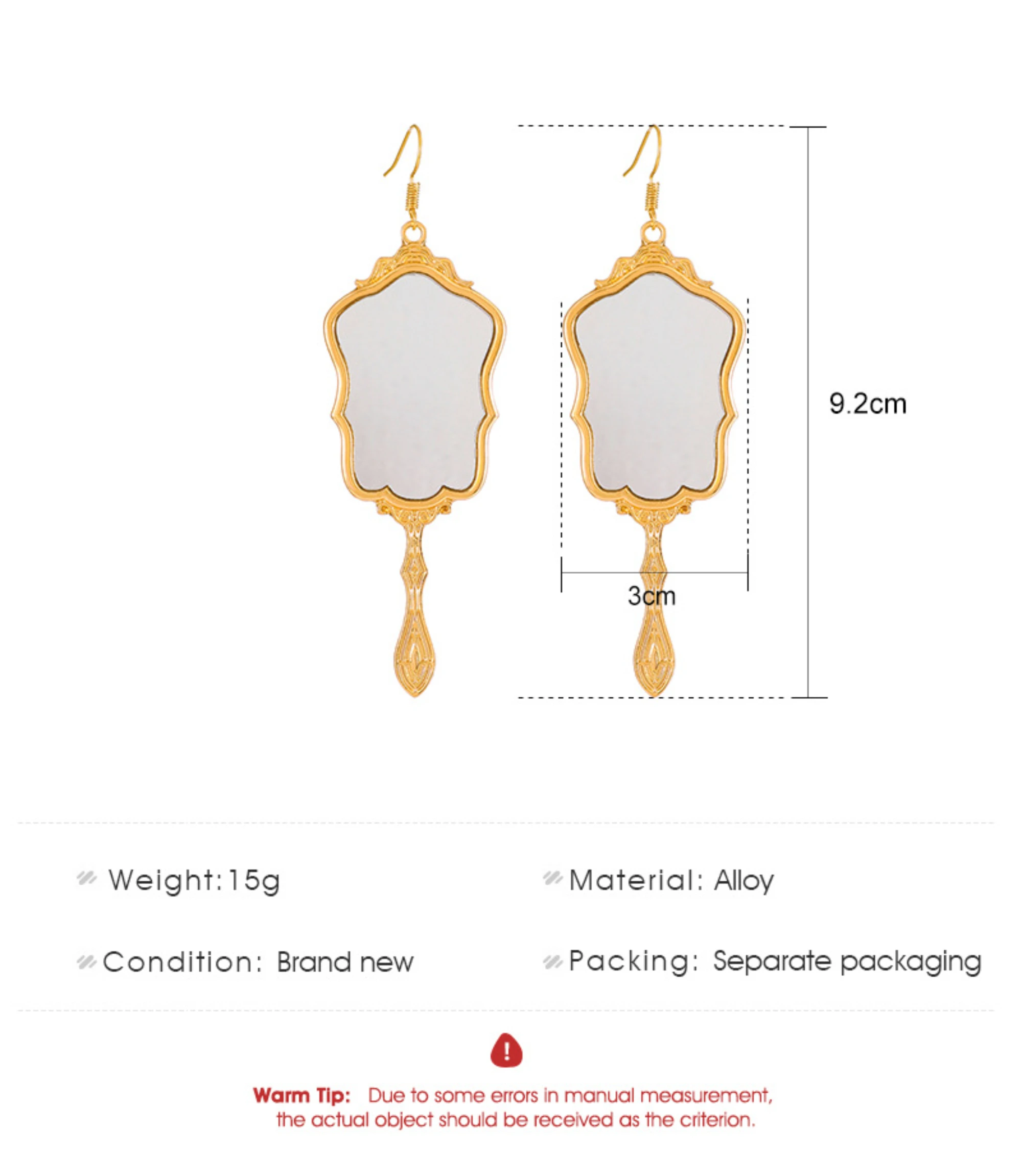 Magic Mirror Dopamine Earrings Instagram Frame Earrings Cute Girl Fashion Earrings