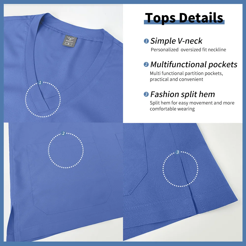 ชุดยูนิฟอร์มทางการแพทย์ Niaahinn สำหรับสัตว์เลี้ยง ชุดแพทย์สำหรับโรงพยาบาลสัตว์ อุปกรณ์เสริมสำหรับพยาบาล ชุดทำงานสำหรับคลินิกทันตกรรมหญิง ชุดยูนิฟอร์มสำหรับร้านเสริมสวยและสปา