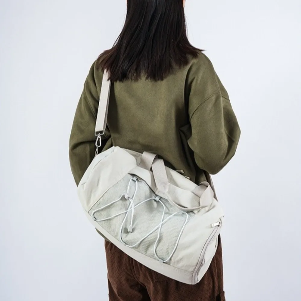 Portable Large Capacity Travel Bags with Shoe Pocket Solid Color Gym Tote Bag Dry Wet Separation Nylon Duffel Shoulder Bags