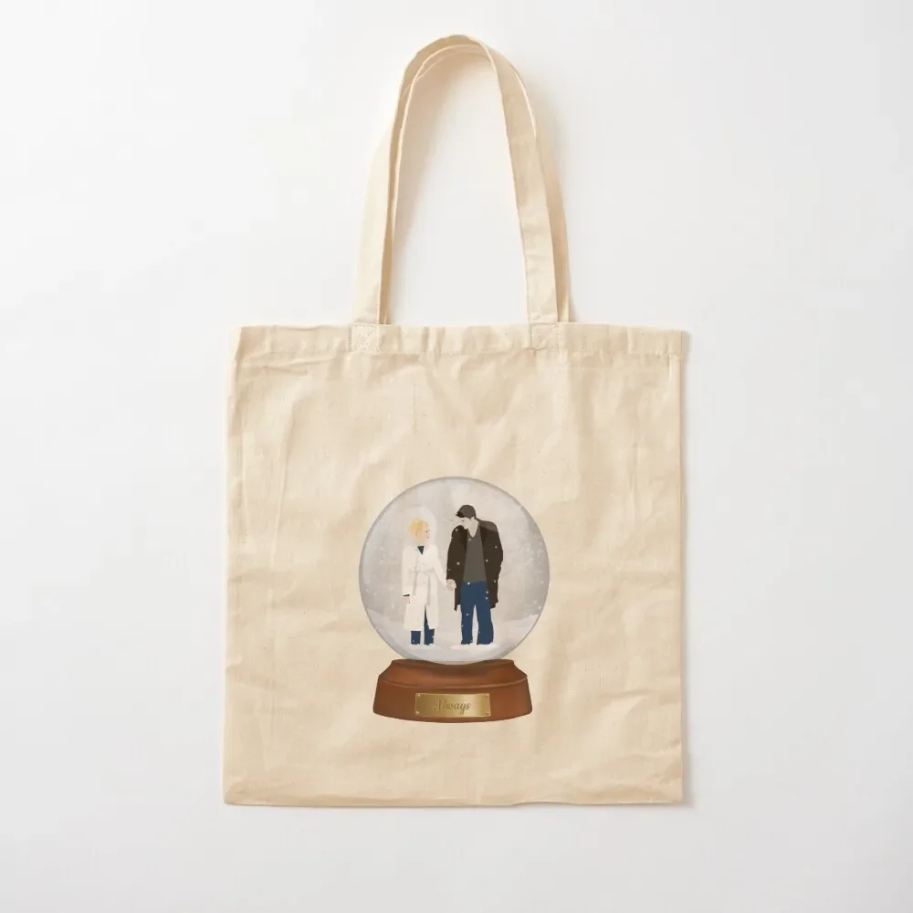 

Buffy and Angel from Amends in a Christmas snow globe Tote Bag Big bag women tote bag women shopping cart bags