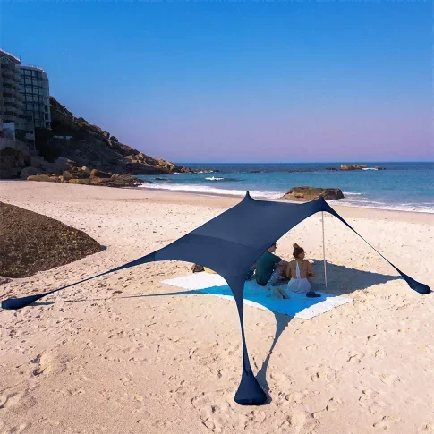 Sunshade Pop Up Beach Tent Beach Sun Shade with Sandbag Anchors and Pegs Beach Sun Shelter Canopy