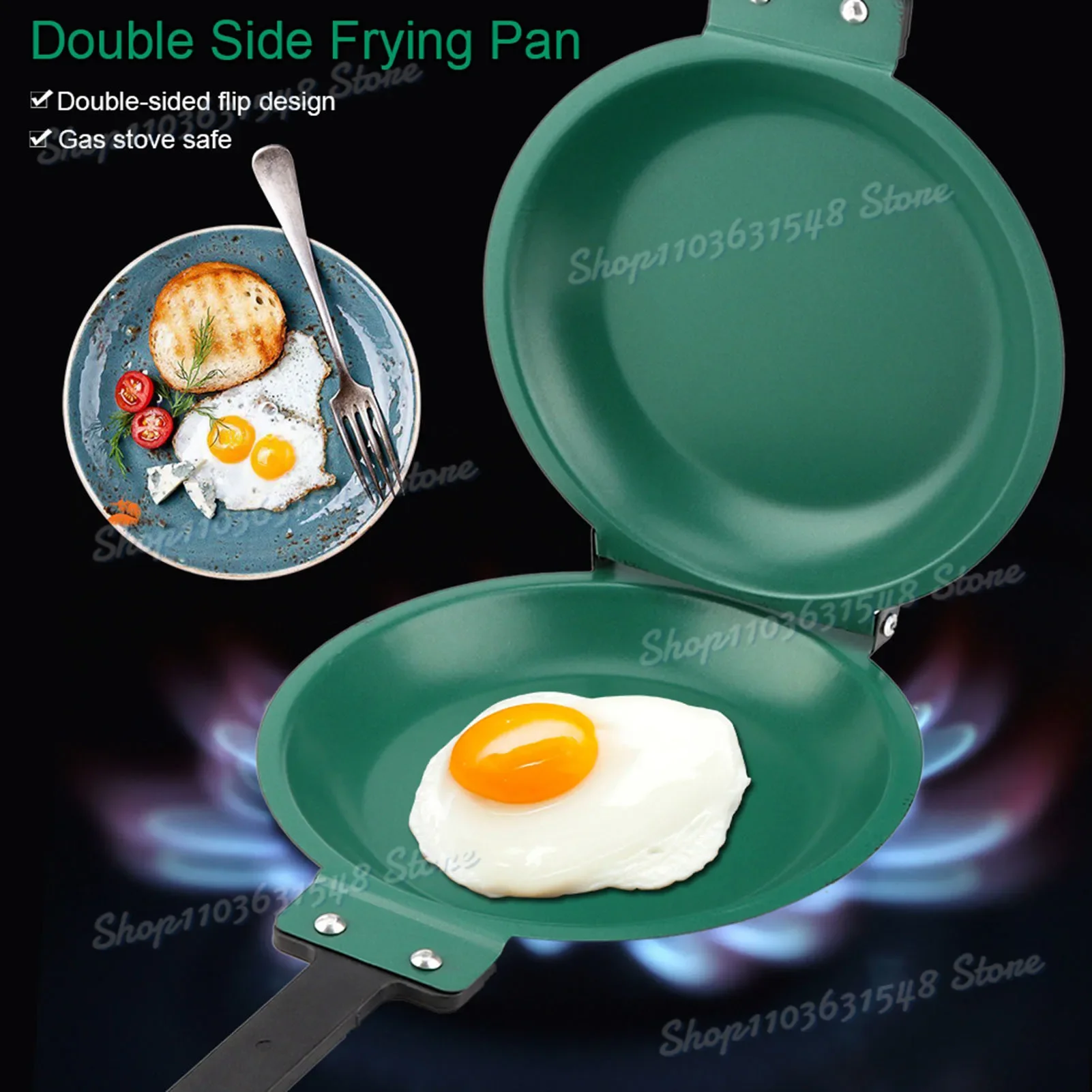 

2024 New Double Side Titanium Steel Coating Flip Frying Pan Pancake Maker Household Kitchen Cookware