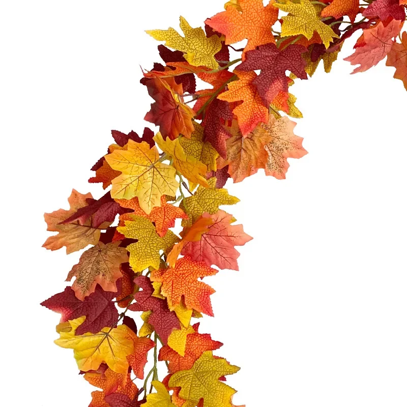 High-grade colored maple leaf rattan wall hanging autumn red maple leaf indoor wall ceiling decoration