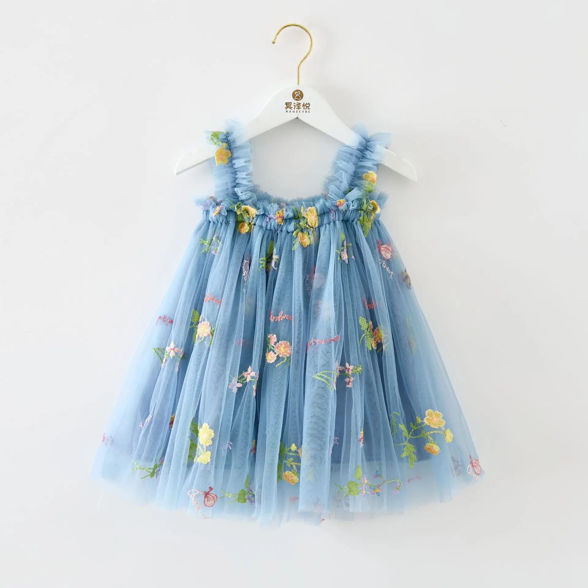 Baby Girls Dress for Kid 2024 Summer New Sweet Floral Princess Sleeveless Embroidery Quality Tulle Dresses Birthday Cute Clothes