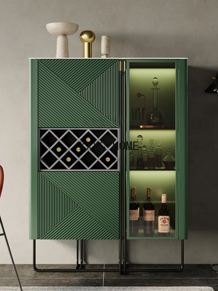 Wine Cabinet Modern Simple and Light Luxury Villa Living Room Stone Plate Tall Wine Cabinet