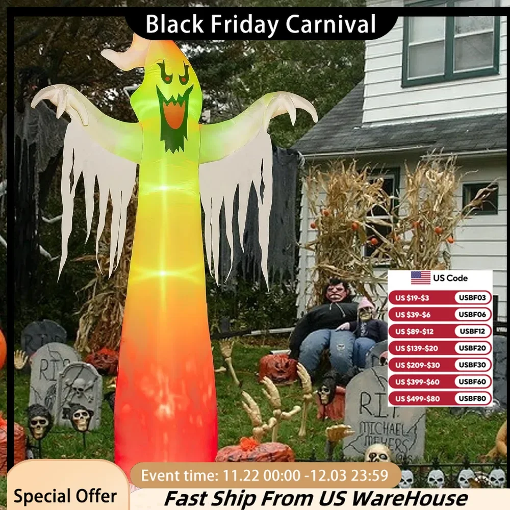 Halloween Inflatables for Indoor and Outdoor Party, Blow Up Yard Decorations, Built-in LED Lights, 9 FT