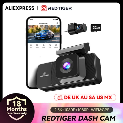 REDTIGER A3 3 カメラフロント/キャビン/リアカムダッシュカムダッシュカメラ内蔵 5.8Ghz WiFi GPS 車 DVR ナイトビジョンパーキングモニター