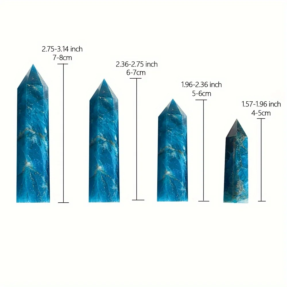 Bohemian Style Natural Blue Apatite Single-Point Hexagonal Prism Tower - Polished Raw Stone For Home Decor, Energy Healing & Col