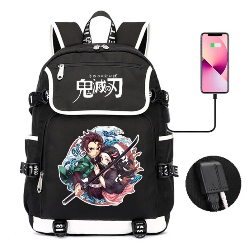 Anime Demon Slayer Backpack Teenarges Schoolbag Shoulder Bag Kimetsu No Yaiba Girls Boys Unisex Fashion Laptop Travelbag Mochila