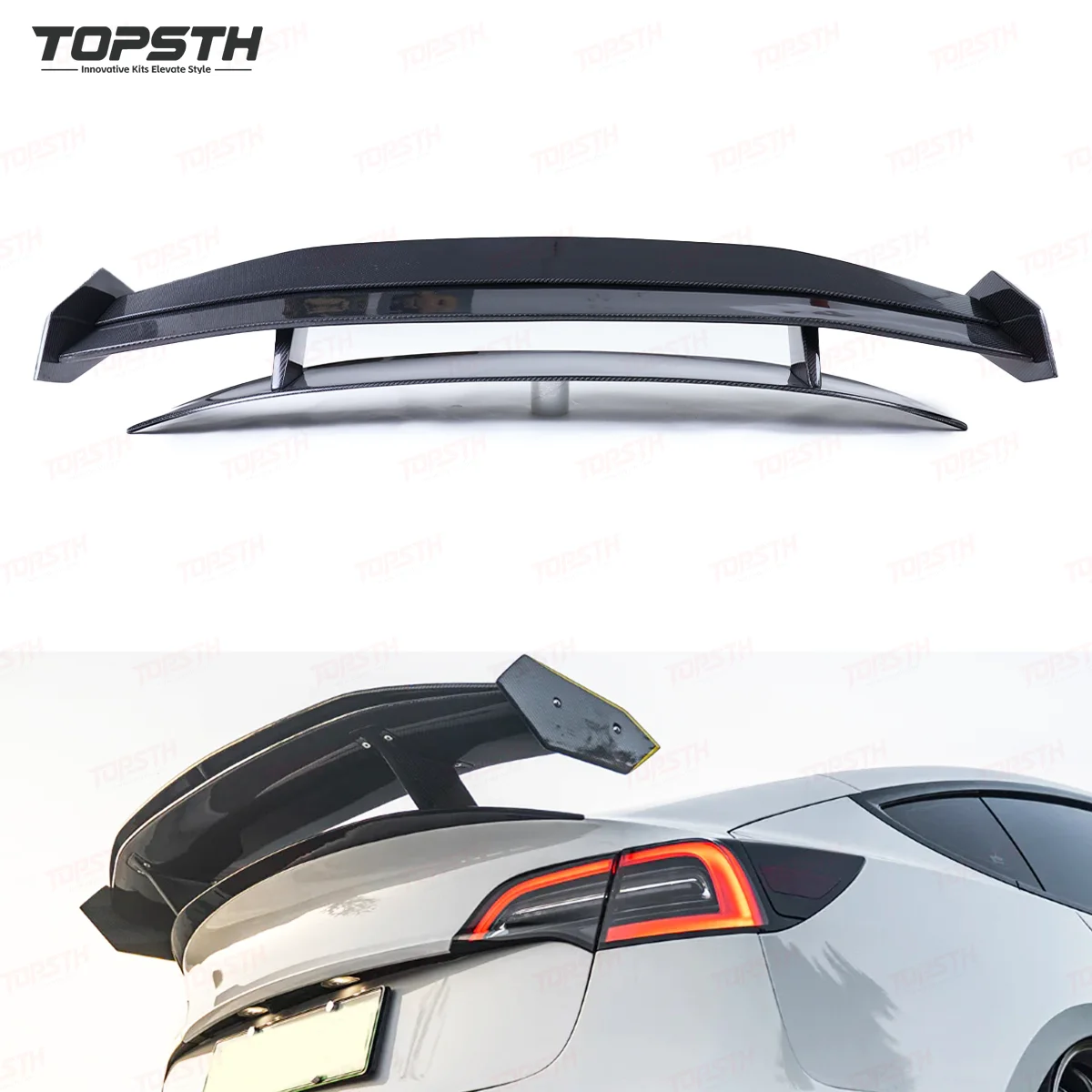 

For 2016-2023 Tesla Model 3 Auto Accessory Replacement GT Style Carbon Fiber Rear Spoiler Wing Single Spoiler