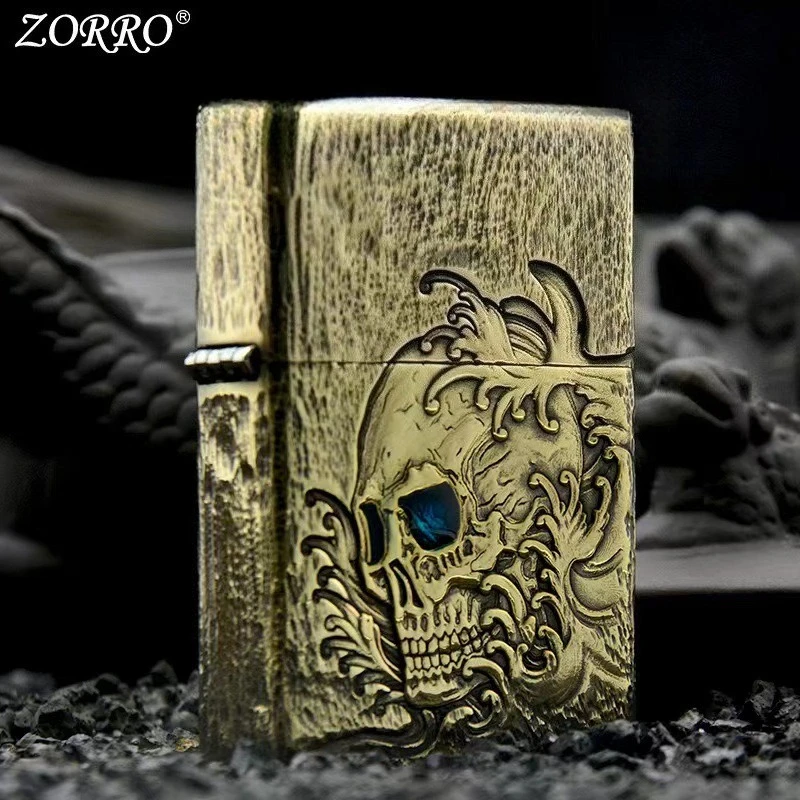 

Zorro Brass Handmade Kerosine Lighter, Exquisitely Carved, Original, Personalized and Authentic