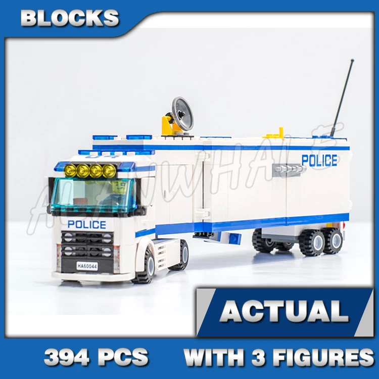 394pcs City Police Mobile Unit Trailer Control Room Surveillance Screens 10420 Building Blocks Toy Bricks Compatible with Model