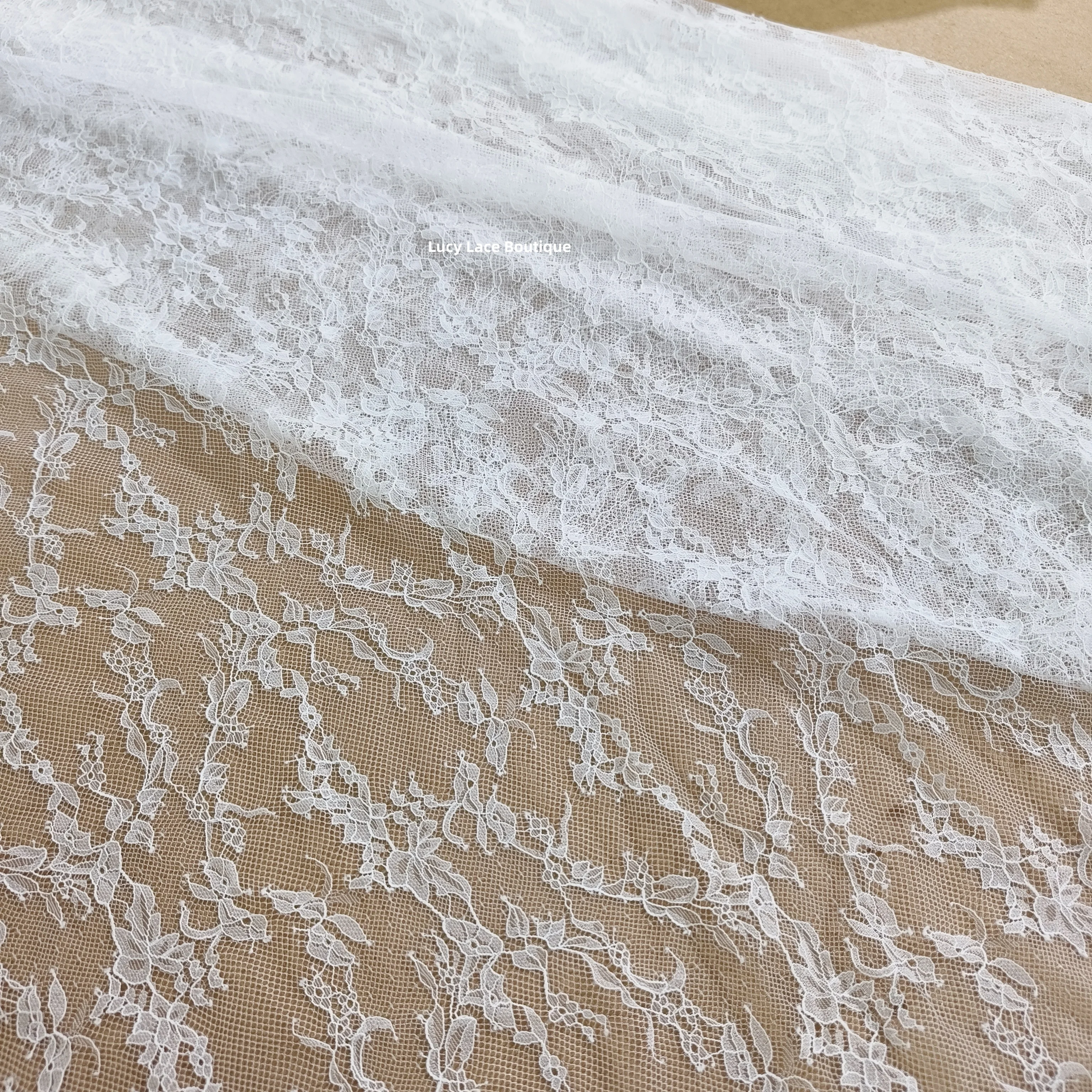 3meter price bridal chantilly lace fabric Off white lingerie lace Two lashes lace fabric material in stock 2025 Designs new