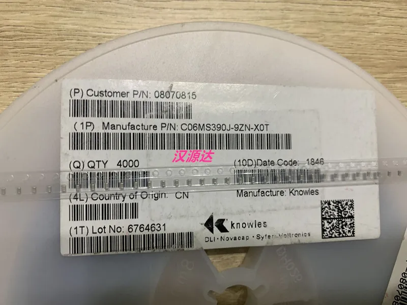 

50pcs/lot C06MS390J-9ZN-X0T Q 0603 39P 5% 250V chips Electronic new