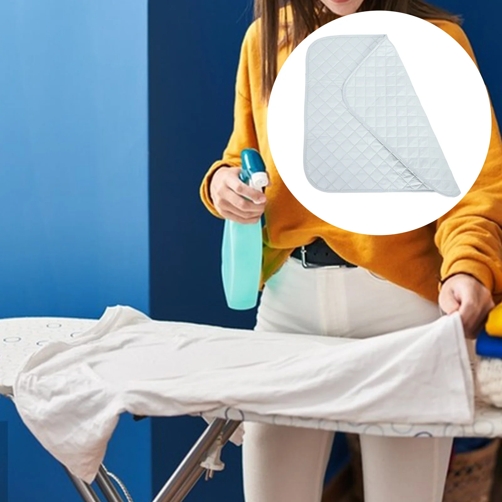 

Heat Resistant 59X55Cm Pure Cotton Foldable Laundry Pad For Tabletop Portable Board Covers Non Slip Silver Coated Travel Use