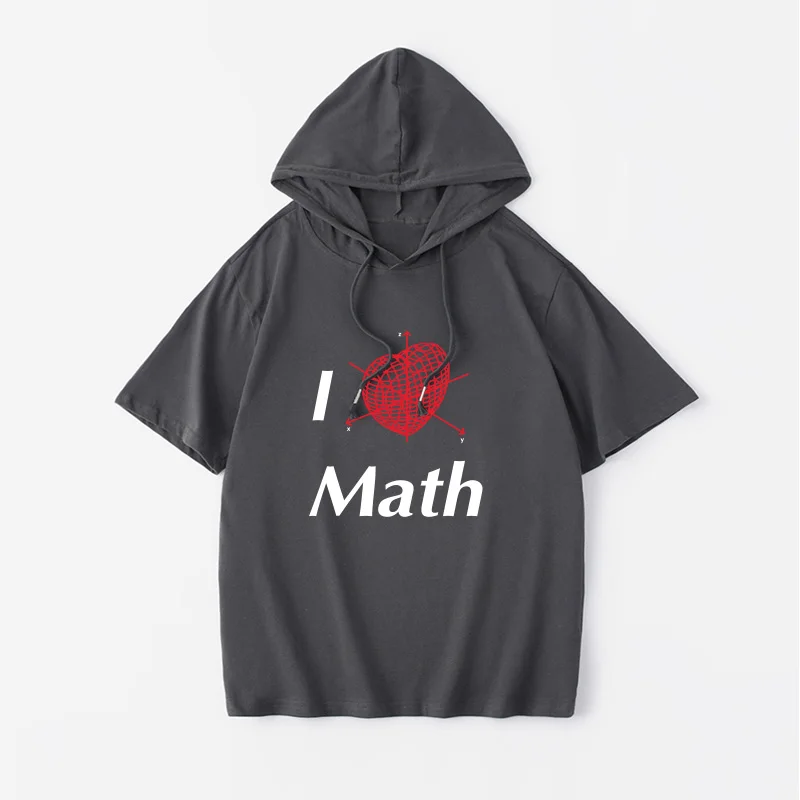 Camiseta con forma de corazón con fórmula de geometría matemática y álgebra, sudadera holgada de manga corta, Top de algodón con estampado de princesa bonito para hombre