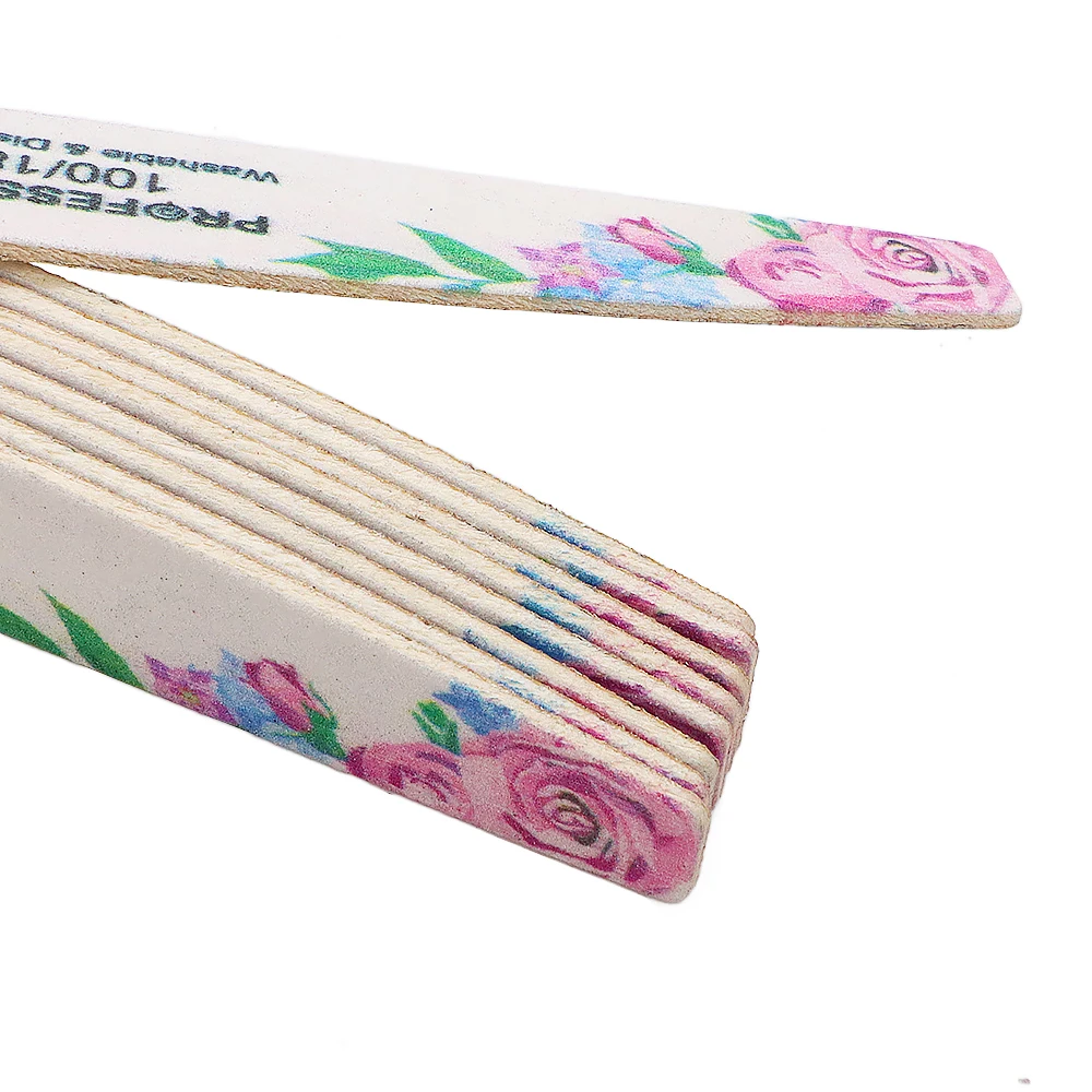 10/20/30/40/50Pcs Wood Nail Files For Manicure Emery Board Boat Art Files Washable Professional Manicure Products Salon Home Use