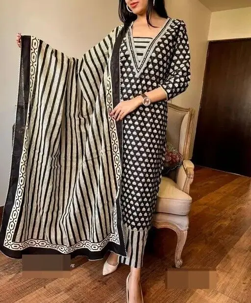 

Indian Rayon Kurta Kurti Pant Set Women Festive Wear Salwaar Kameez