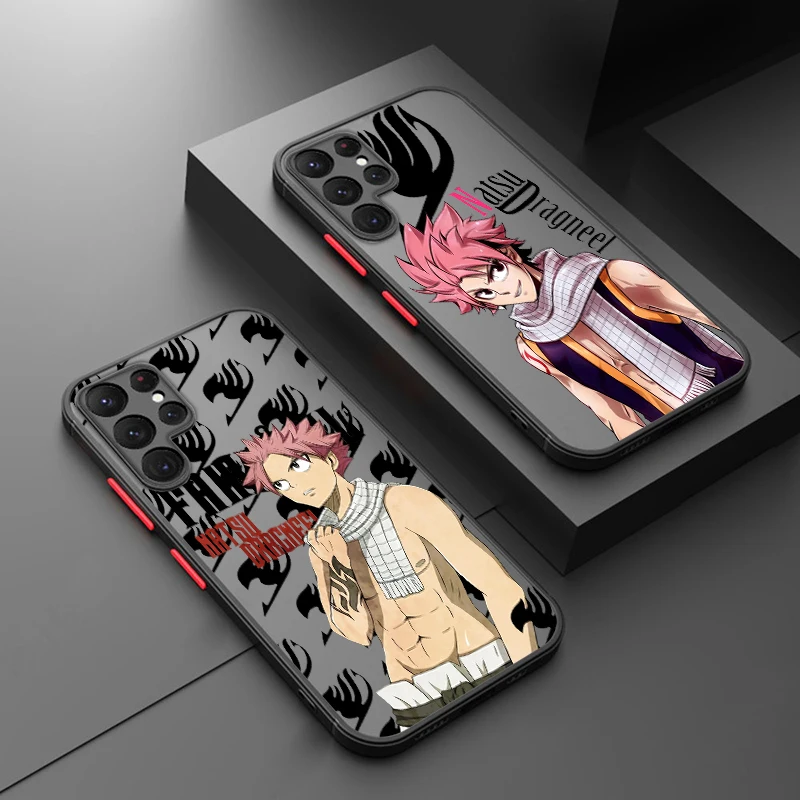 F-Fairy T-Tail N-Natsu D-Dragneel Frosted Translucent For Samsung Galaxy S24 S23 S22 S21 S20 FE S10 S9 S8 Plus Ultra Pro 5G