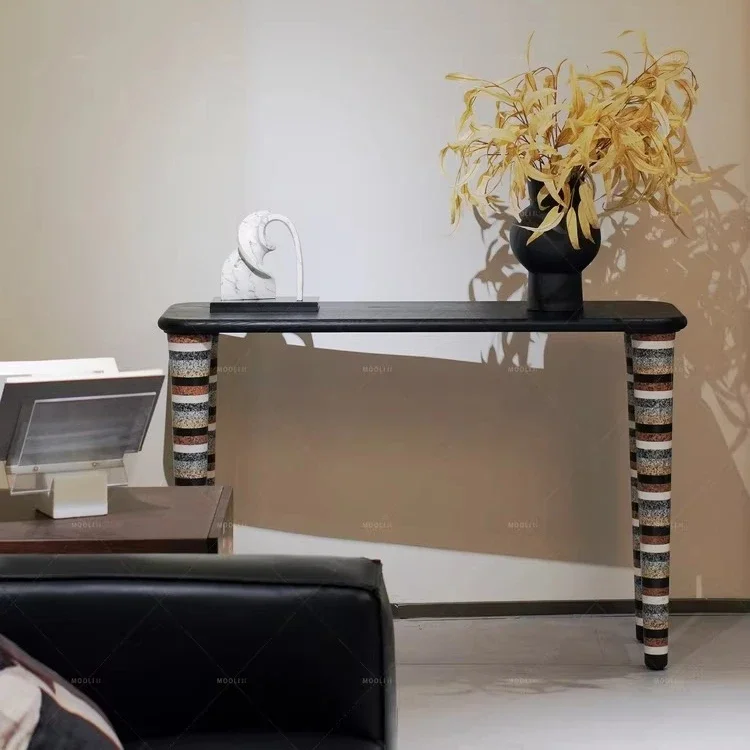 

Новинка: консольный стол в средневековом стиле из ясеня с натуральным мрамором и резными ножками, комбинированный консольный стол.