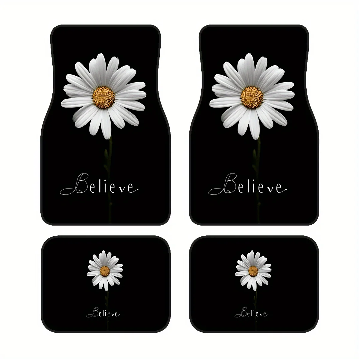 

4pcs, Non-Slip Polyester Car Mats With An Autumn Harvest Theme, Featuring A Daisy Pattern, Suitable For Sedans And Suvs, Interio