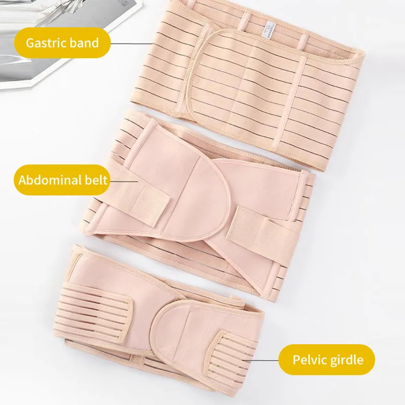 مجموعة حزام تشكيل الجسم بعد الولادة للنساء حزام التحكم في البطن مكون من ثلاثة مريحة وناعمة قابلة للتنفس لتدريب الجسم #4