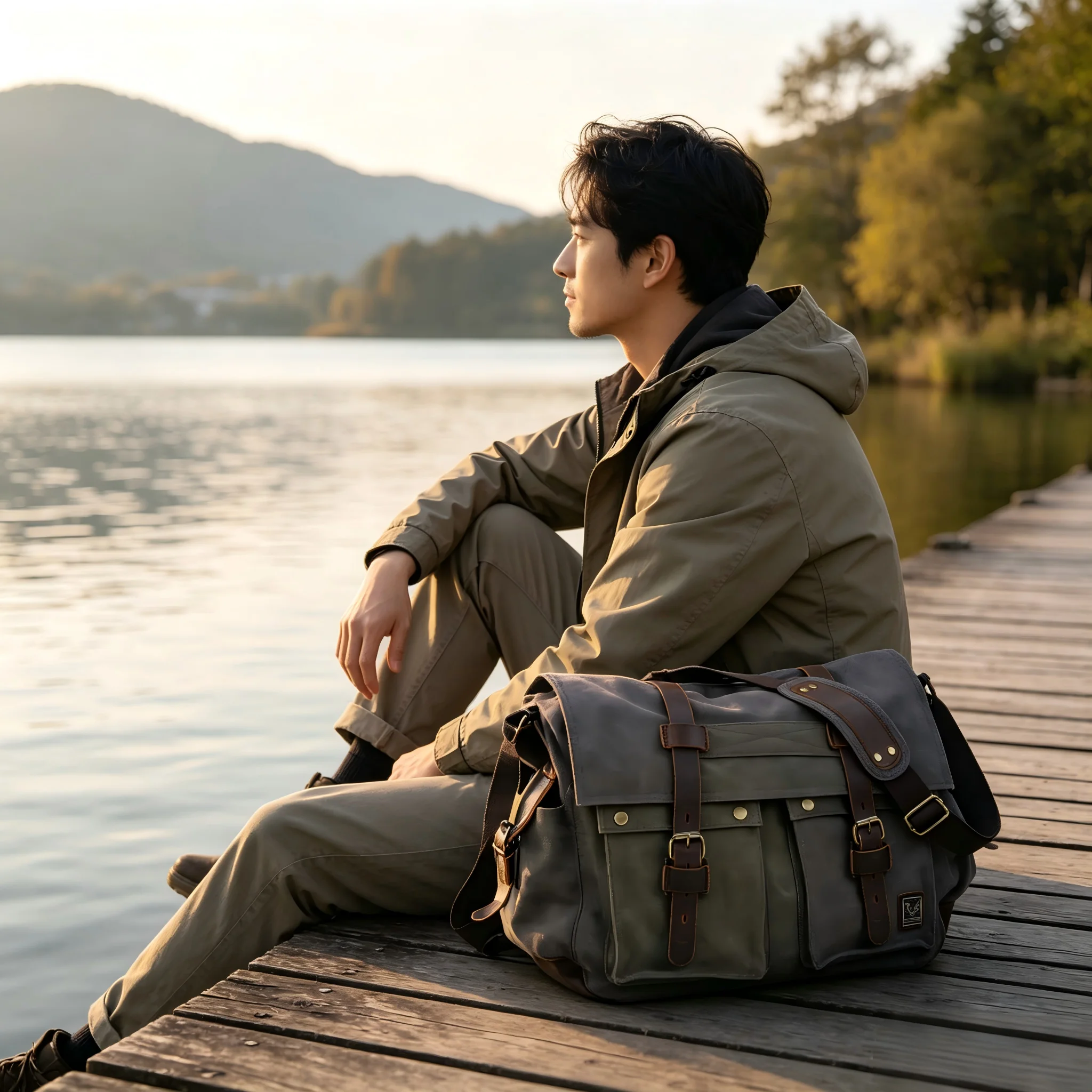 Vintage Casual Canvas Men's Shoulder and Crossbody Bag Large Capacity 17 Inch Laptop Messenger Bag for Daily Use
