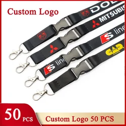 50 PCS Customized Logo Lanyard Full Color Printing Company Logo 2cm Wide Personalized Neck Strap For Key Chain Staff ID Card